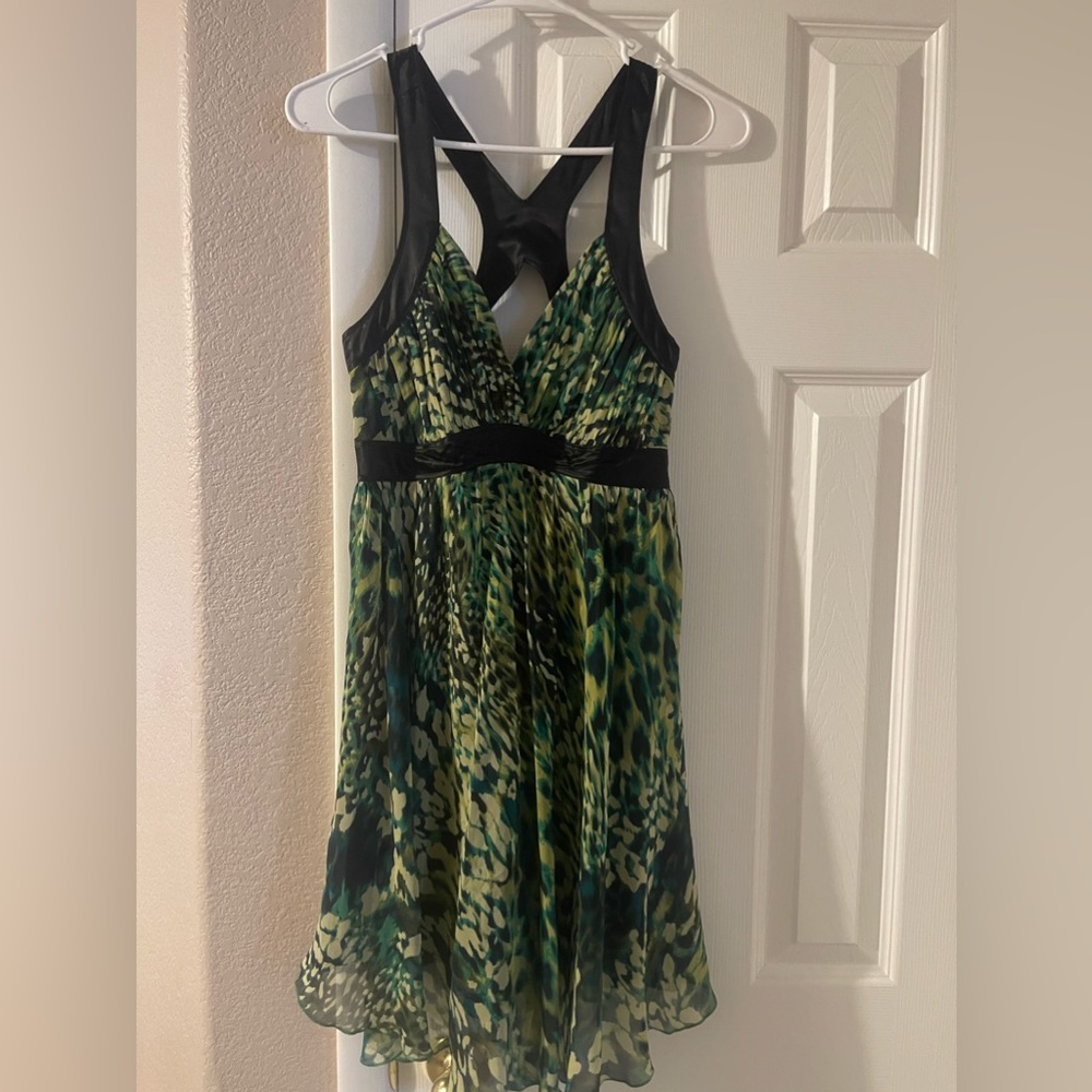 Vintage Marciano green, yellow & black mini dress